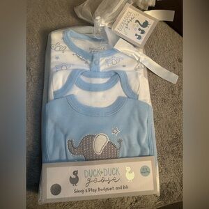 Duck Duck Goose Baby Elephant Outfit Set - Blue and White